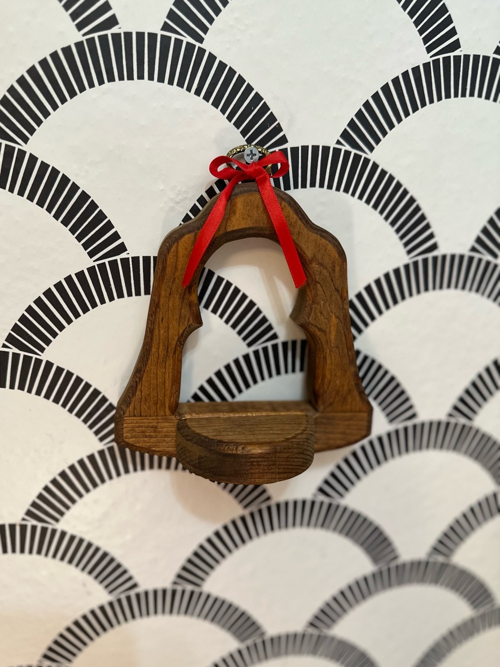 Vintage Handmade Wooden Wall Hanging Candle Holder
